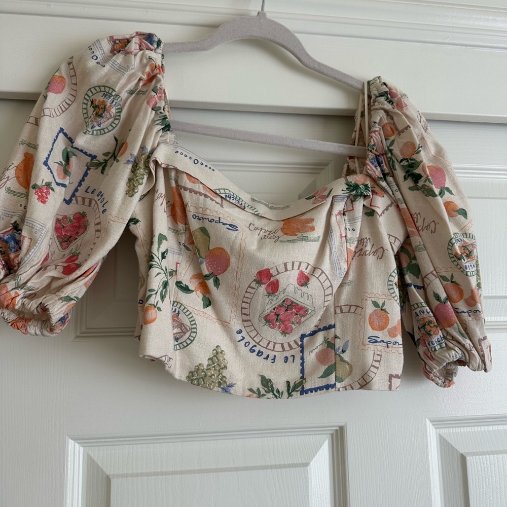 Abercrombie & Fitch Cream and Multicolor Print Blouse